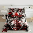 thumbnail image 2 of Feelyou Japanese Samurai Full Size Comforter Sets, Tokyo Anime Geisha Bedding Comforter Set, Teens Kids Boys Girls Reversible Bedding Sets, Microfiber Bedroom Decor, 3-Piece, 2 of 8