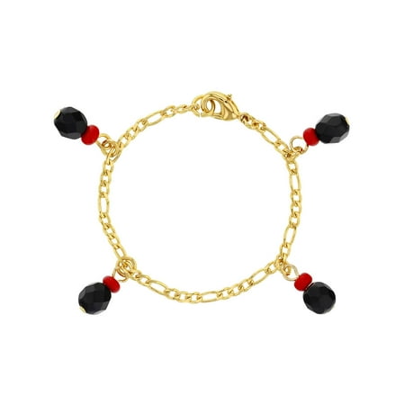 In Season Jewelry 18k Gold Plated Simulated Azabache Evil Eye 18k Gold Plated Simulated Azabache Evil Eye Protection Bracelet For Babies 4 5