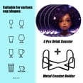 thumbnail image 2 of BaHomeck Drink Coasters Set of 4 with Holder Black girl stands in front of the purple sky and twinkling stars Water Absorbent Ceramic Coasters Tabletop Protection,Suitable for Various Cup ,Home Decor, 2 of 4