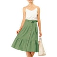 thumbnail image 6 of INSPIRE CHIC Women's Button Decor Casual High Waist Belted Ruffled Skirt, 6 of 7