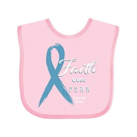 

Inktastic Faith Over Fear Prostate Cancer Awareness Light Blue Ribbon Gift Baby Boy or Baby Girl Bib