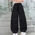 thumbnail image 6 of WPPGONE Girls Cargo Pants Teen Tween Baggy Parachute Trousers with Drawstring Elastic Waist Loose Fit Wide Leg Streetwear Bottoms with Flap Pockets for Casual Dance School, 6 of 6