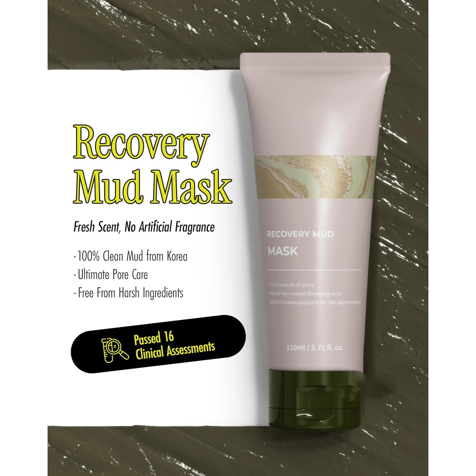 Hydrating Recovery Mud Clay Face Mask | Gentle Korean Pore Cleanser ...