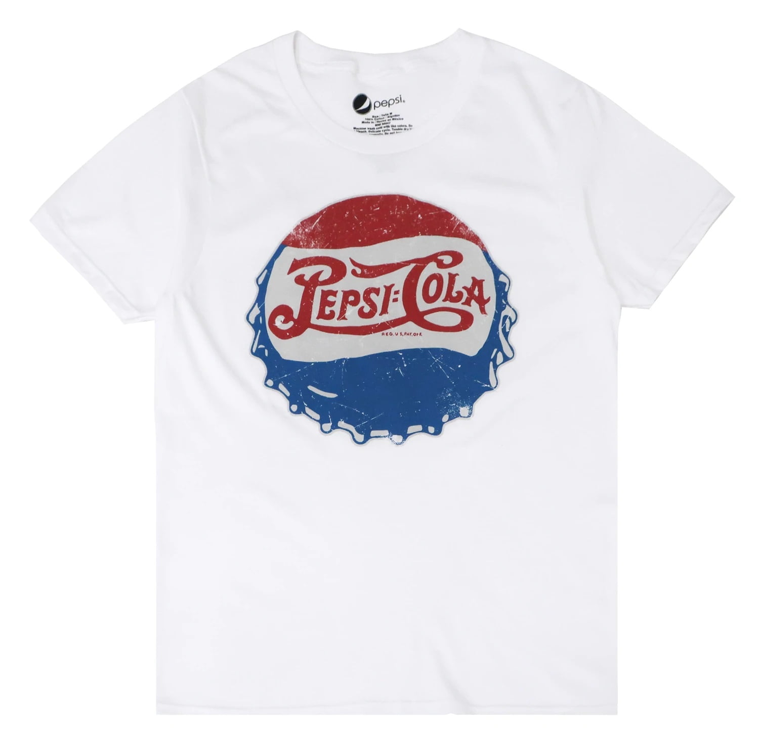 sendt Milepæl stavelse Pepsi Cola Men's Officially Licensed Bottle Cap Print Retro Vintage Tee T- Shirt - White (Small) - Walmart.com
