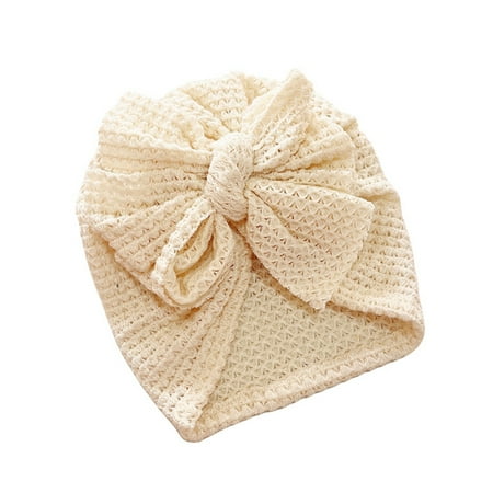 

Binpure Baby Newborn Hospital Hat Solid Color Knitting Big Bowknot Toddler Nursery Beanie Headwrap
