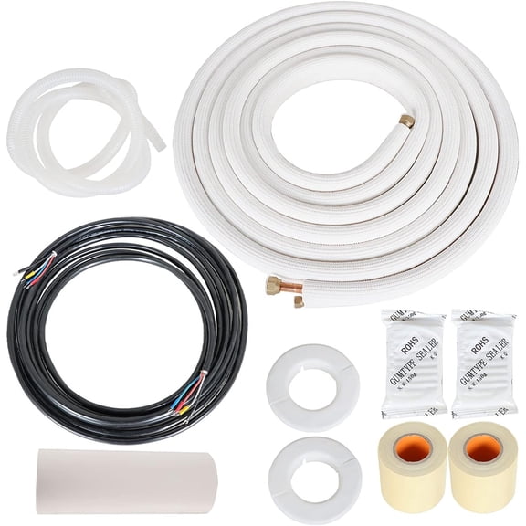 waltyotur 25FT 1/4" & 1/2" Air Conditioning Copper Tubing Hose Extension Insulated Copper Hoses Fit for Mini Split Air Conditioner