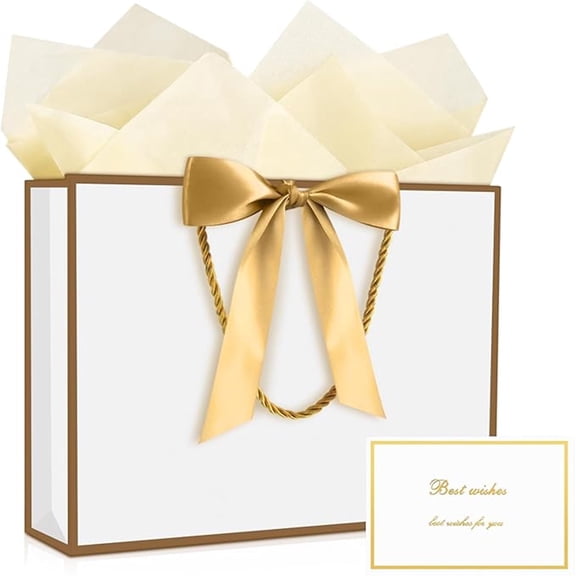 AUCLAY 3Pcs Large Gift Bags, 12.6” Birthday Gift Bags with Handles Tissue Paper for Wedding Birthday Mothers Day