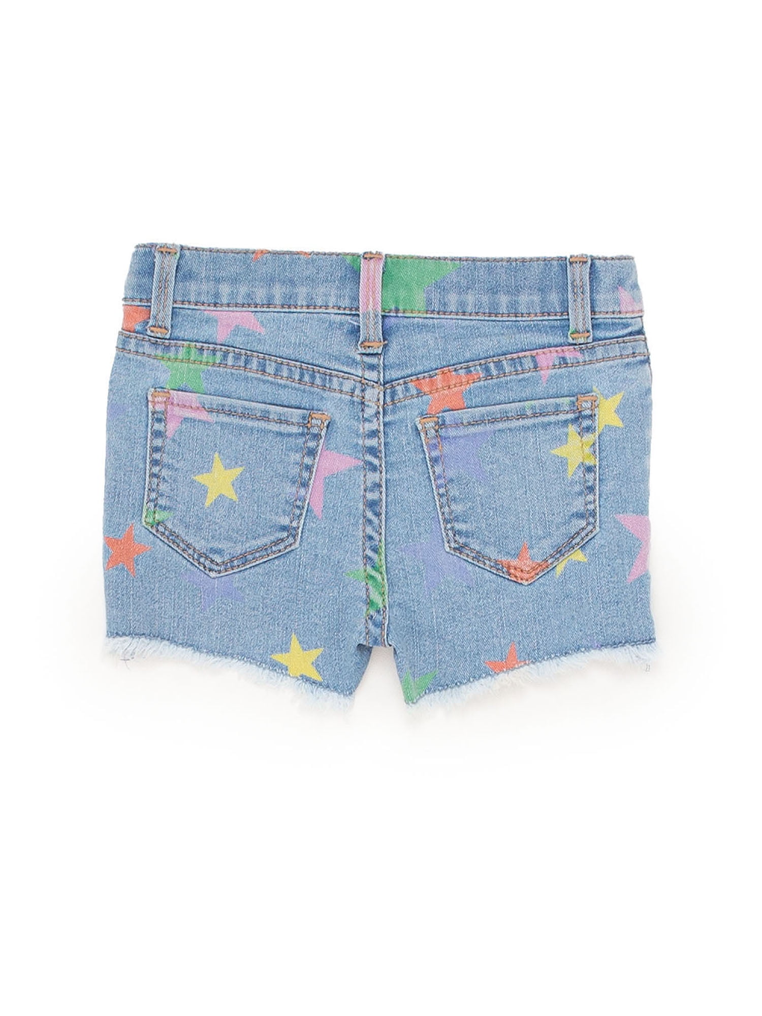 Wonder Nation Baby and Toddler Girl Star Print Denim Short, 12 Months-5T