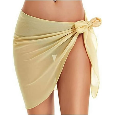 Municipal Womens Sheer Swimwear Cover Ups Bikini Wrap Sheer Short Skirt Beach Swimsuit