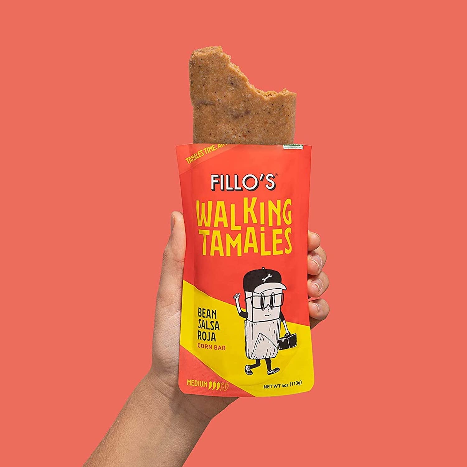 FILLO'S Walking Tamales Bean Salsa Roja Tamale, 4 oz (Shelf-Stable)