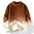 thumbnail image 2 of Wrtxtat Men's Sweater Fashion Gradient Color Stretch Slim Fit Pullover Winter Casual Midweight Mock Neck Windproof Sweaters Brown XXL, 2 of 6