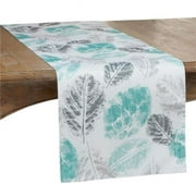 SARO  16 x 72 in. Oblong Long Table Runner with Leaf Print