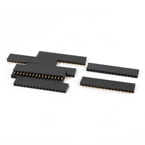 2.54mm Pitch 16 Pins Single Row Male Pin Header Strip Black 8Pcs