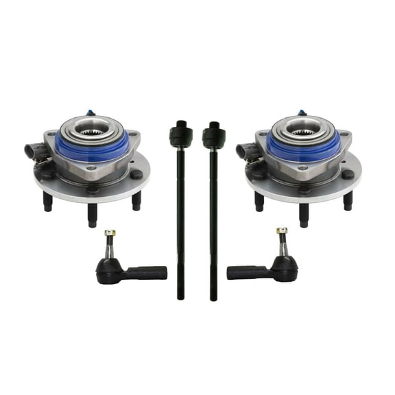 6 Pc Front Wheel Bearing Hub Assembly Tie Rod Ends Outer & Inner Suspension Models with ABS Brakes Fits select: 2000-2005 BUICK LESABRE, 2004 CADILLAC PROFESSIONAL CHASSIS