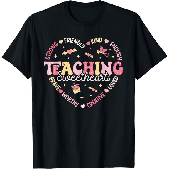 Teacher Valentines Day Teaching Sweethearts Women Heart T-Shirt Shirts