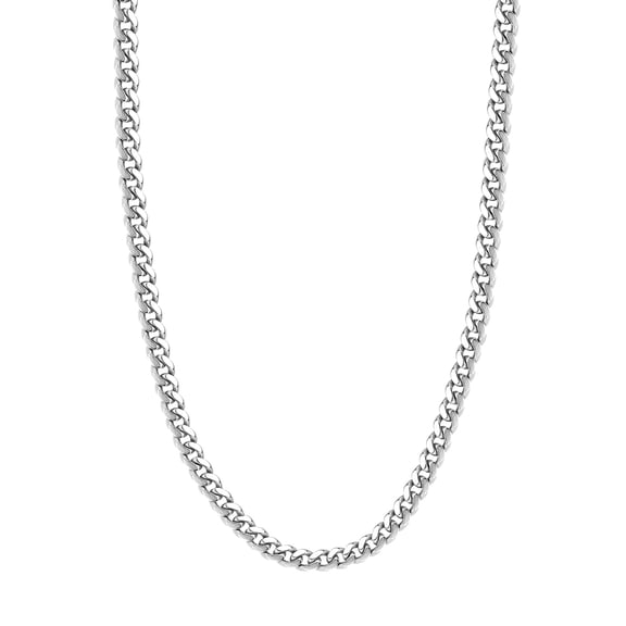 925 Sterling Silver Rhodium Plated 7.3mm Comfort Curb Chain Necklace Lobster Lock Closure 18 Inch Chain Necklace for Wom