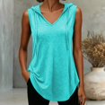 thumbnail image 2 of Rhuody Womens Tops Summer V Neck Tank Tops Sleeveless Solid Color Hooded T Shirt Leisure Women Clothing Mint Green, 2 of 5