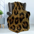 thumbnail image 4 of Psychedelic Soft Flannel Fleece Throw Blanket, Leopard Motif with Digital Dots and Trippy Forms Graphic Art, Cozy Plush for Indoor and Outdoor Use, 60" x 80", Apricot Dark Brown, by Ambesonne, 4 of 5