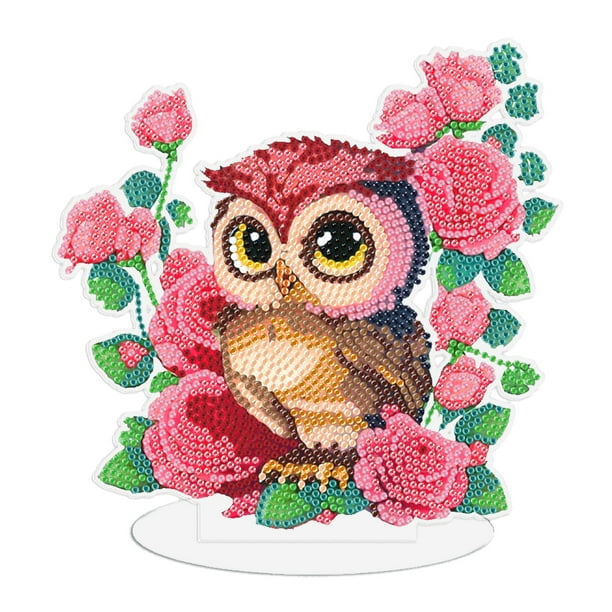 (LY031) (de Un Lado) Adornos Pintura Diamantes Del Serie Rosas Y Búhos