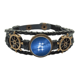 thumbnail image 1 of Generosa, amable, hermosa estrella de la suerte. Pulsera marina tejida en cuero, 1 of 4