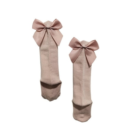 

Binpure Baby Girls Breathable Knee-high Stockings Solid Color Bow Mid-calf Length Socks