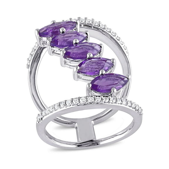 Everly Women's Amethyst and Diamond Sterling Silver Ring