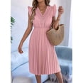 thumbnail image 5 of Women Summer Elegant Ruffle Sleeve Dress Semi Formal Boho Outfits Pink M, 5 of 9