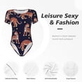 thumbnail image 4 of KLL Women 's Crew Neck Bodysuit Jumpsuits Leopard Print Print Short onesies Stretch T Shirts, 4 of 7