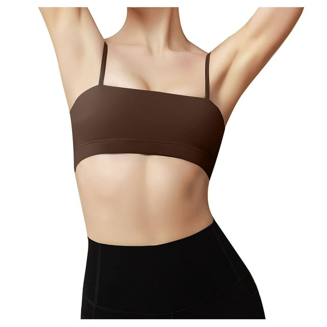 Training Bra Women Lightly Lined Bra Feature V-Neck Training Bra Style W-970 Coffee M