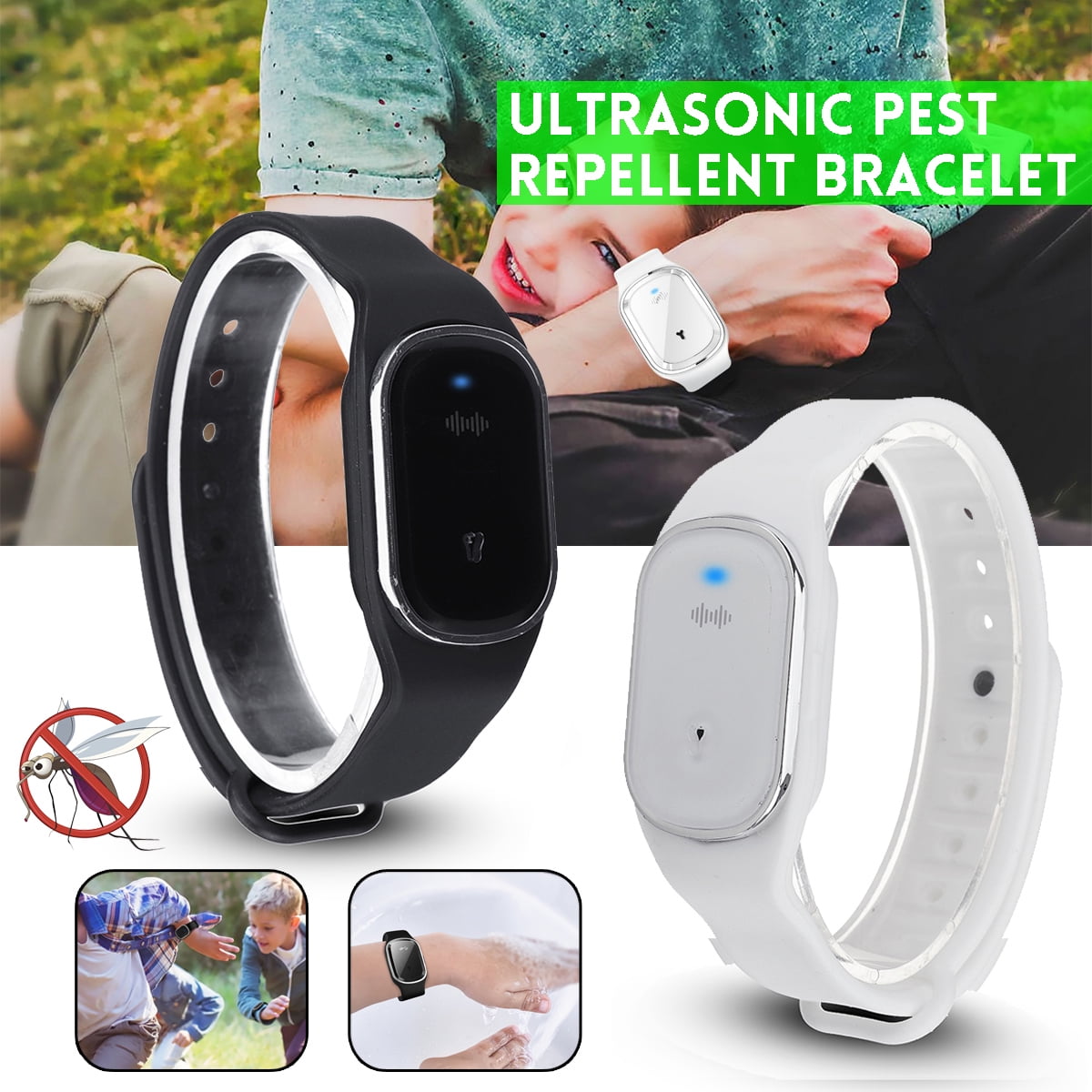 Ultrasonic Anti Mosquito Insect Pest Bugs Repellent Repeller Wrist Bracelet 