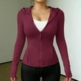 thumbnail image 6 of Zip Up Jackets Womens Athletic Lightweight 2026 Workout Hoodies Spring Shirt Fitted Gym Clothes with Pocket Wine 2XL, 6 of 7