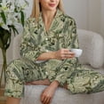 thumbnail image 6 of Haiem Tropical Plants Green Pattern Women’s Long-sleeve Sleepwear,Sleepwear Set,2-piece Loungewear Set,Soft PJs Comfy Nightwear with Pockets-XX-Large, 6 of 7