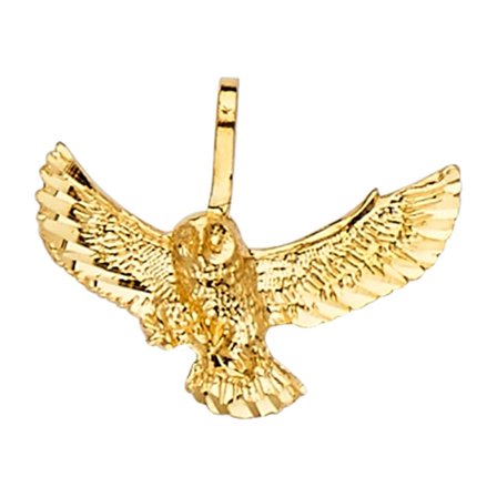 Ioka - 14K Yellow Gold Flying Owl Lucky Charm Pendant For Necklace or Chain