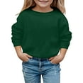 thumbnail image 2 of SonxaHe Little Girls Fleece Sweatshirt Warm Thickened Long Sleeve Crewneck Top Kids Soft Cozy Outerwear Winter Sweatshirts Green,Sized 6-7, 2 of 4