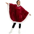 thumbnail image 2 of PAVILIA Sherpa Fleece Wearable Blanket for Adult Women, Cozy Plush Blanket Poncho Cape with Hood, Super Soft Shawl, Angel Wrap Throw for Office, Wine Red, 2 of 9