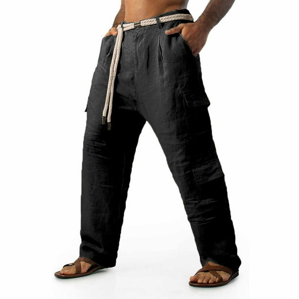 Kalauyu Men's Casual Cargo Sweatpants Waist Drawstring Joggers Loose Fit Pants for Men with Multi Pockets
