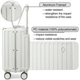 thumbnail image 3 of Somago Aluminum Frame 18" Carry On Luggage Wide Handle Suitcase Built-In Double TSA Lock Hardside Lightweight PC Travel Suitcase with Spinner Wheels, 3 of 8