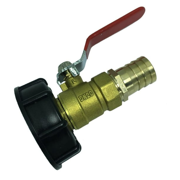 1 Conector de rosca gruesa para barril IBC/ton con válvula recta de latón macizo M METRO