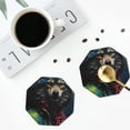 thumbnail image 5 of Pofeuu Vintage Wolf Warrior Print Leather Coasters Set of 6, Round Cups Mugs Mat Pad for Home Kitchen Heat Resistant Drink Coasters,Octagon, 5 of 7