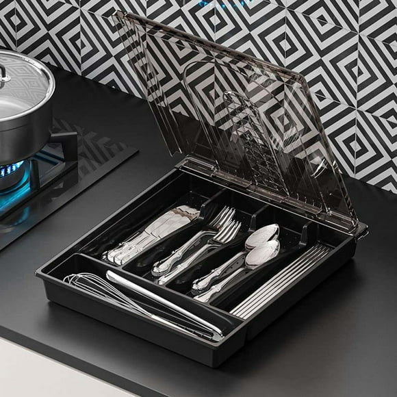 Cutlery Drawer Organizer Kitchen Drawer Organizer Drawer Cutlery Organizer | Cutlery Organizer Cutlery Storage Cutlery Tray Multifunctional With Closing Lid Pantry Organization And Storage Cans
