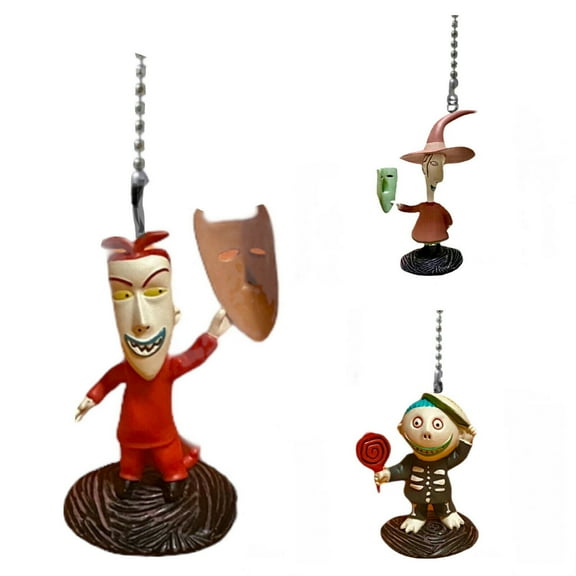 Nightmare Before Christmas Lock Shock Barrel 3 Fan Lamp Light Pull Figure PVC