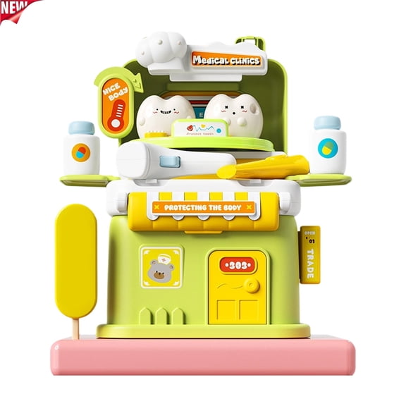 Qocolcyl Dentist Pretend Play Toys, Toddler Kids Mini Medical Clinic Playset, Preschool Educational Learning Toy, Imaginative Role Play Doctor Kit with Teeth Care Accessories for Boys Girls Ages 3