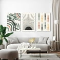 thumbnail image 3 of Boho Wall Art Set of 3, Mid Century Modern Wall Decor Abstract Geometric Prints Black Green Plant Sun Natural Framed Canvas Prints Artwork Ready To Hang for Living Room Bathroom Bedroom 12x16inch, 3 of 6