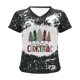 thumbnail image 4 of Pntutb Mujeres Summerchristmas Funny Letter Impreso Blusa Camisetas Casual Cuello en V Manga corta Camisetas tops Pntutb Pntutb-3909, 4 of 6