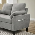 thumbnail image 5 of Pingliang Home 56.9" Loveseat with Storage Pockets, 2 Seat Couch Sofa with Removable Cushion and Armrest Pillows, Modern Linen Double-seater Sofa Couch for Living Room Bedroom Apartment Office Studio, 5 of 6