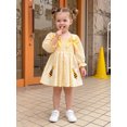 thumbnail image 6 of RUINIXCW Little Girl Plaid Dress Long Sleeve Square Neck A-line Dress with Bow Decor, 6 of 8