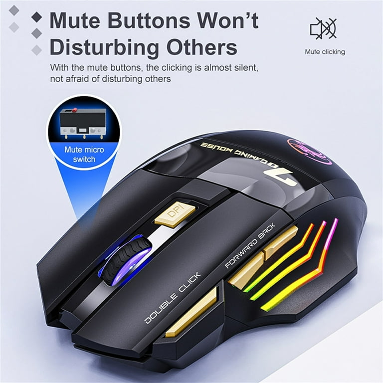GW-X7 Mouse 7 Buttons 2.4GHz Rechargeable RGB Wireless Mute