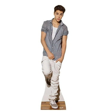 Star Cutouts, Justin Bieber (Checkered Shirt), Cardboard Cutout Stand-Up, Celebrity Life-Size Stand-In - 74" x 19"