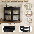thumbnail image 3 of Aukfa 37" Fluted Half Moon Console Table with Drawer & Open Shelves, Entryway Accent Table for Living Room Hallway, Black, 3 of 8