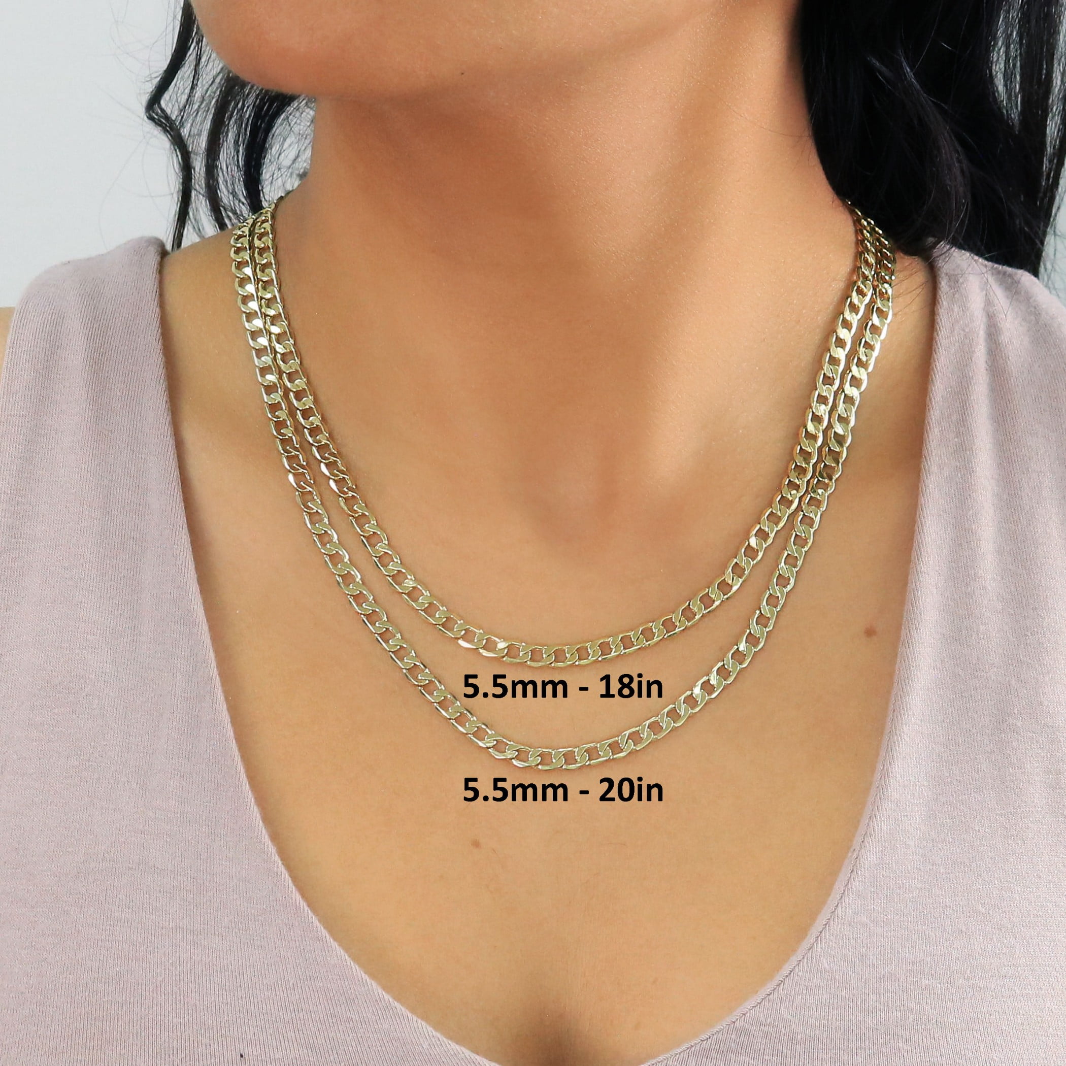 Nuragold 14k Real Yellow Gold Cuban Curb Link 5.5mm Chain Necklace (16"-30") Italian Jewelry for Men & Women